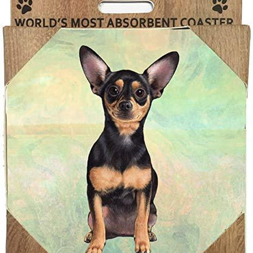 Chihuahua Black Coaster Sq.