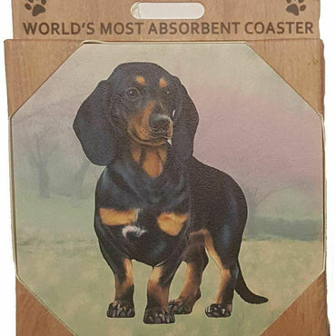 Dachshund Black Coaster Sq.