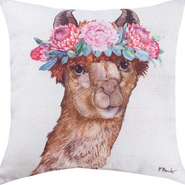 Llama Bloom Brown Pillow