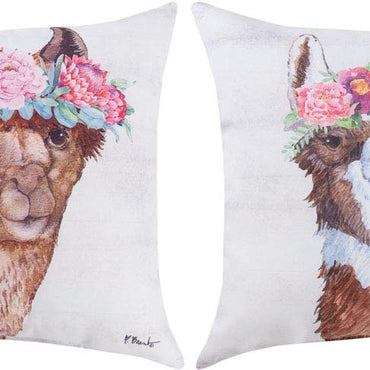 Llama Bloom Brown Pillow