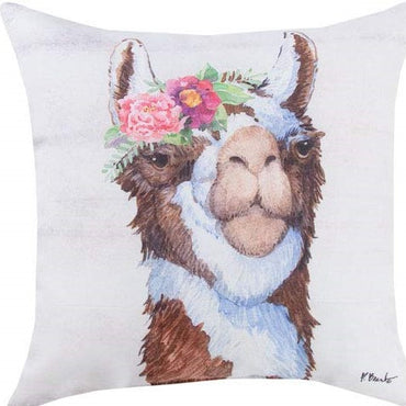 Llama Bloom Brown Pillow