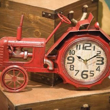 Tractor Table Clock - Red