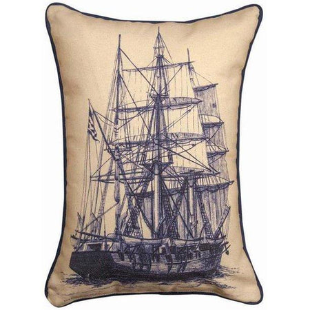 Antique Ship Blue 2 Pillow