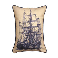 Antique Ship Blue 2 Pillow