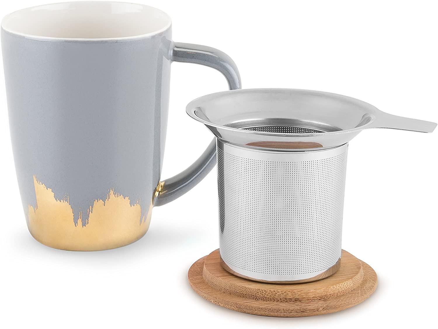 Baily Tea Mug Grey & Gold