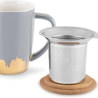 Baily Tea Mug Grey & Gold