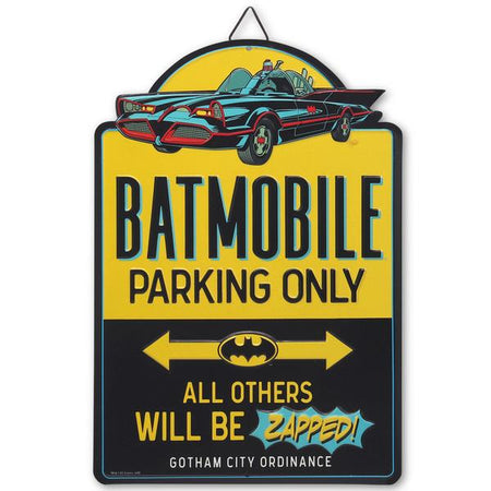 Batmobile Parking Only Embossed Metal Sign