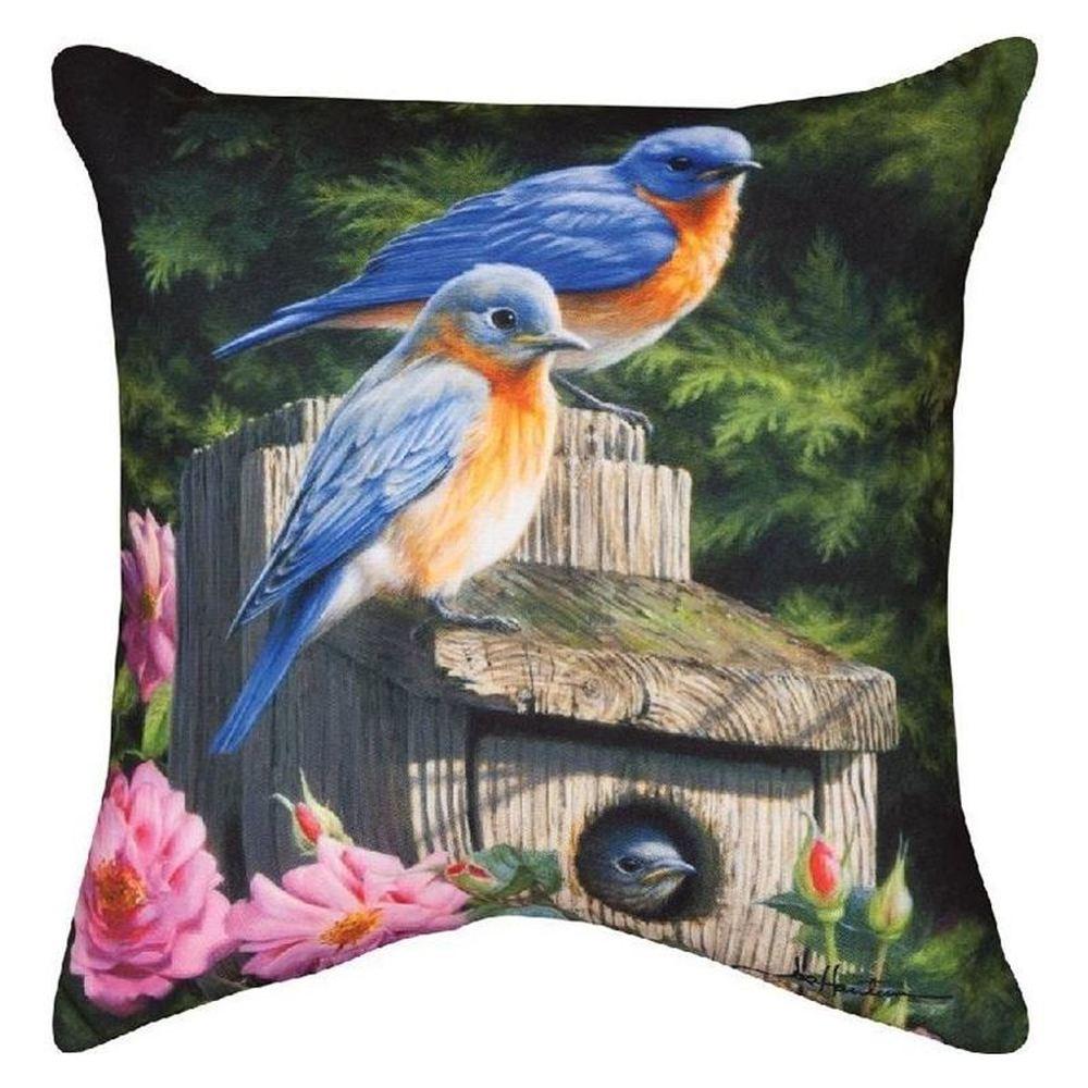 Birdhouse Blues Pillow