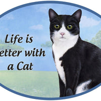 Black/White Cat Car Magnet