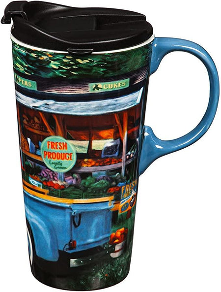 Blue Farm Truck- Ceramic Travel Cup