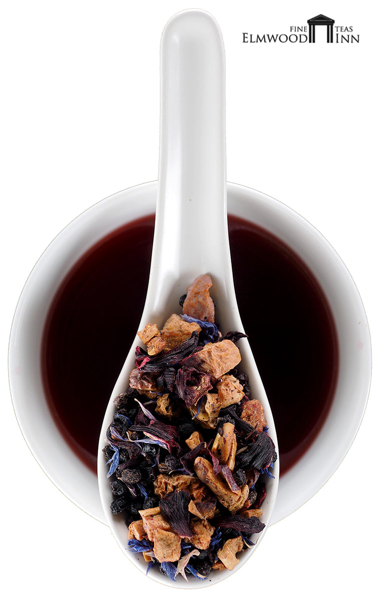 Ingredients: Blueberries, apples, hibiscus & cornflower petals, elderberries, currants, raisins, natural flavors