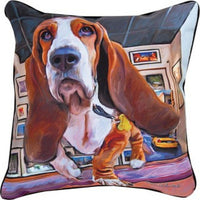 Bumping Along Basset Hound Pillow