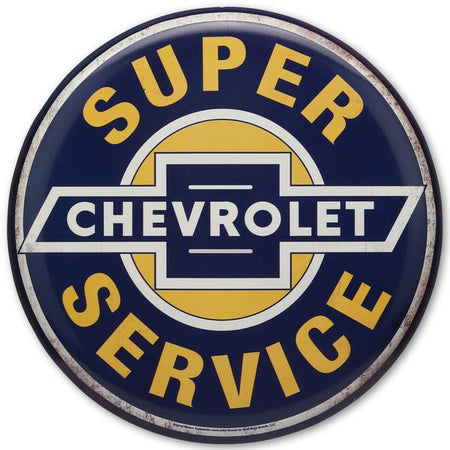 Chevrolet Super Service Round Metal Button Sign