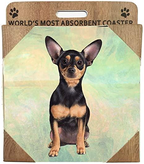 Chihuahua Black Coaster Sq.