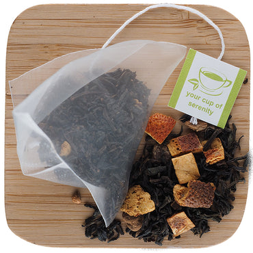 15 Pyramid Sachets  Ingredients: Premium black tea, cinnamon and orange pieces, clove oil, natural flavors