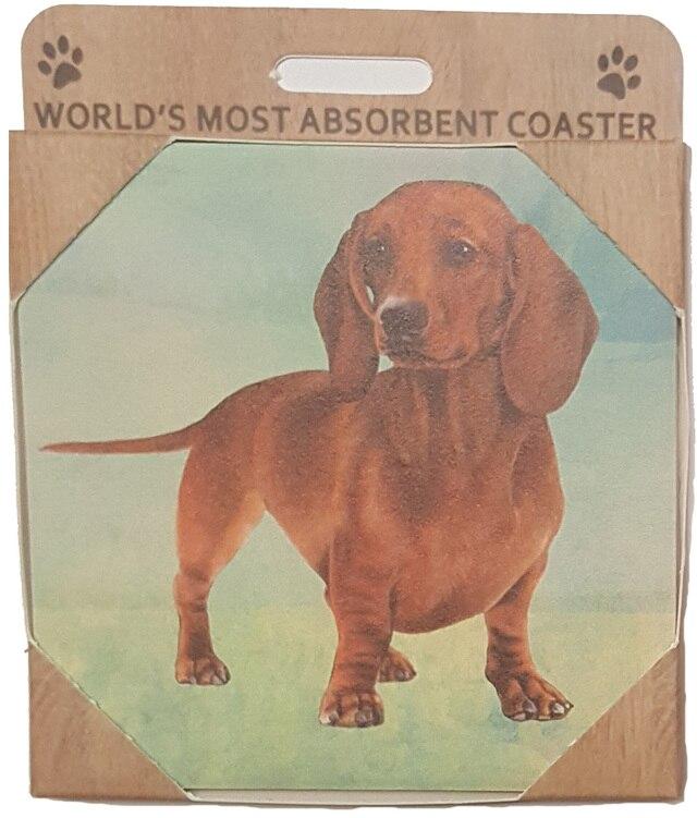 Dachshund Red Coaster Sq.