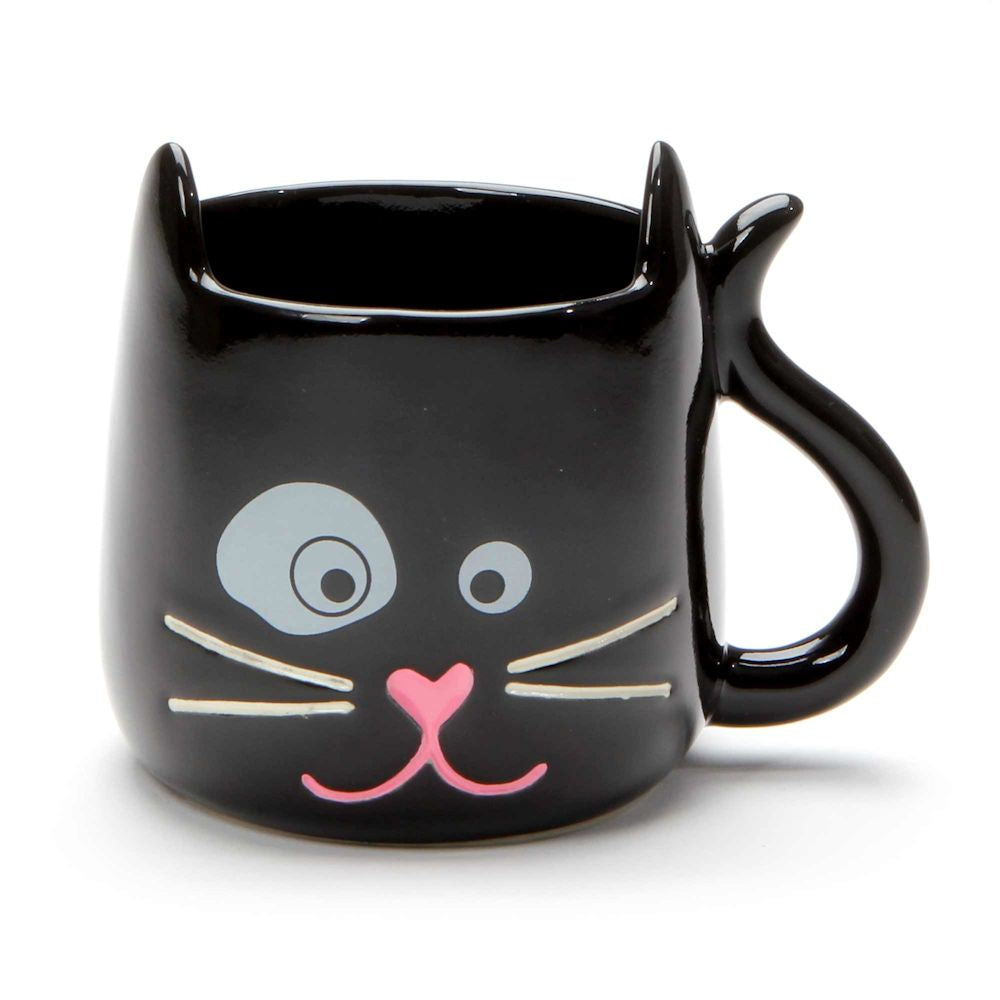 Black Scuplted Cat Mug