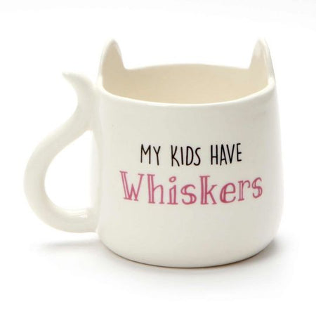 White Scuplted Cat Mug