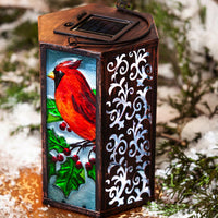 Hand Painted Solar Lantern- Cardinal