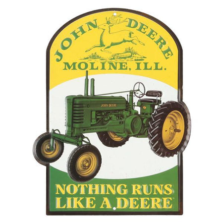 John Deere Tractor Embossed Metal Sign