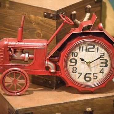 Tractor Table Clock - Red