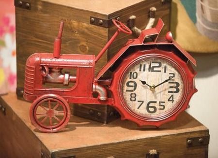 Tractor Table Clock - Red