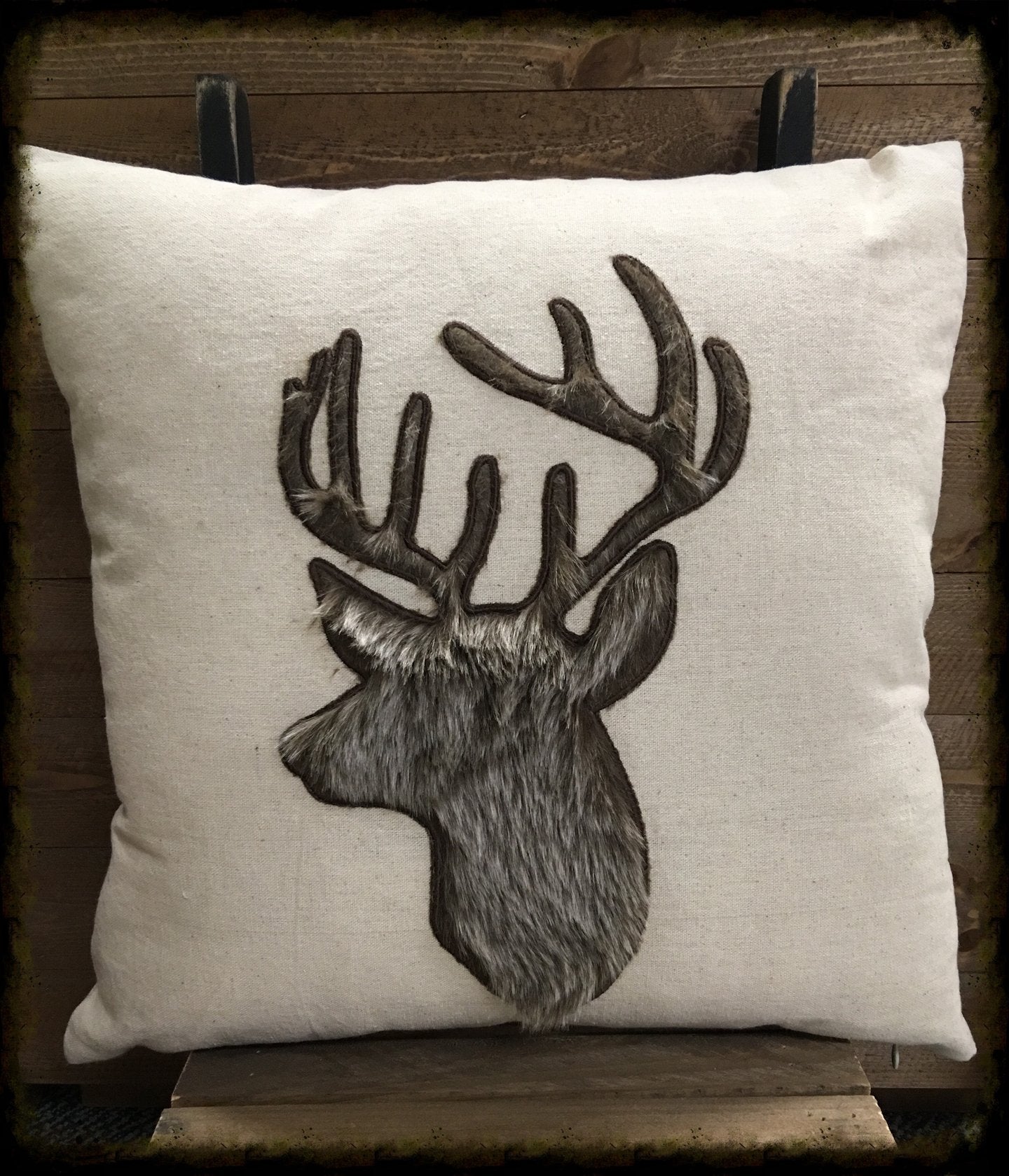 Deer Fur Applique Pillow