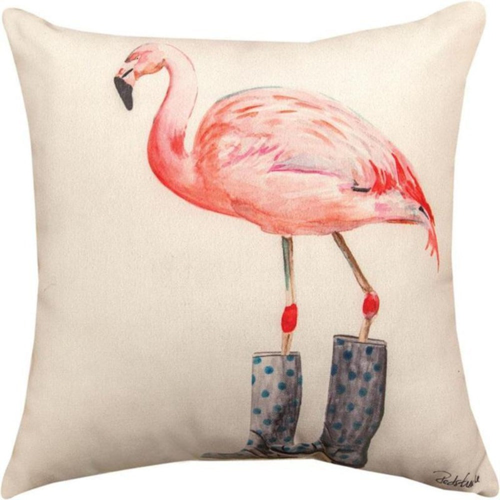 Flamingo in Boots Pillow