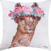 Llama Bloom Brown Pillow