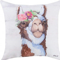 Llama Bloom Brown Pillow