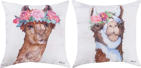 Llama Bloom Brown Pillow