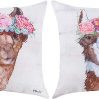 Llama Bloom Brown Pillow
