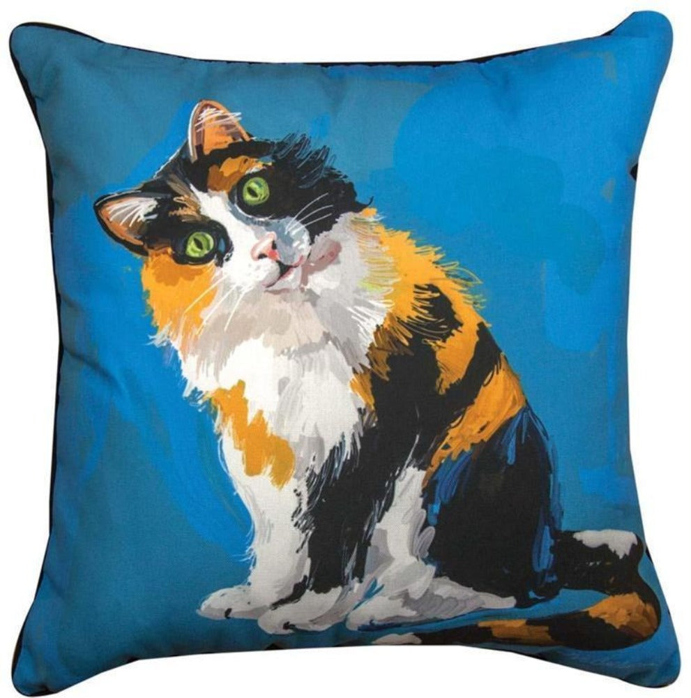 Martha's Curious Cats Poppy Calico Cat Pillow