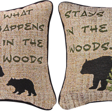 What Happens In The Woods Pillow