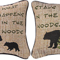 What Happens In The Woods Pillow