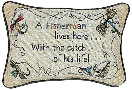 A Fisherman Lives Here Pillow