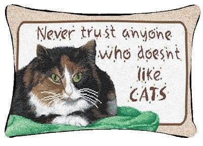 Never Trust Anyone Who Doesn't Like Cats Word Pillow