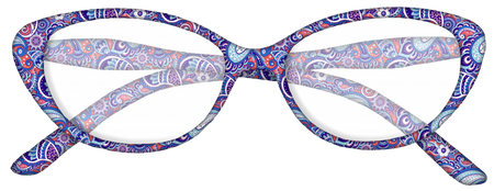 Reading Glasses Blue Paisley Pattern