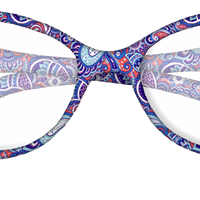 Reading Glasses Blue Paisley Pattern