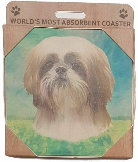 Shih Tzu Tan & White Coaster