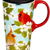 Spring Cardinal Ceramic Travel Cup