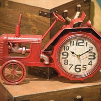 Tractor Table Clock - Red